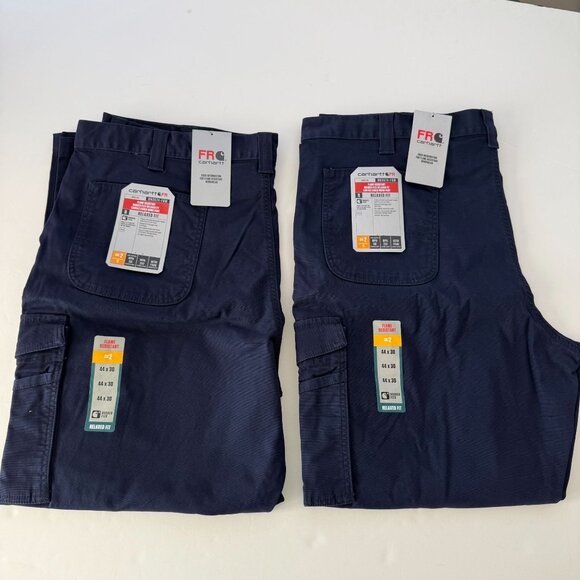 2-Carhartt Flame Resistant Rugged Flex Canvas Cargo Work Pants 44x30 Relaxed - Picture 1 of 7